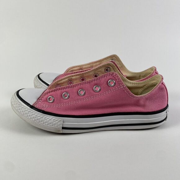 Converse All Star Canvas Sneakers Pink No Laces Youth Size 3 Pre-Owned - Picture 4 of 11